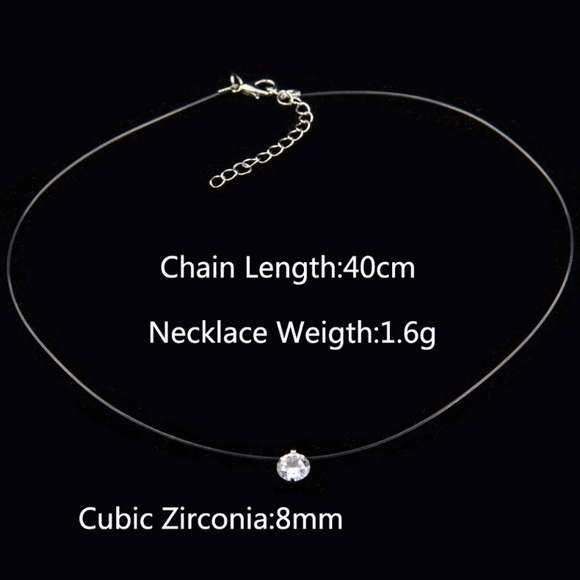 Cubic Zircon Invisible Line Necklace - Picture 3 of 5